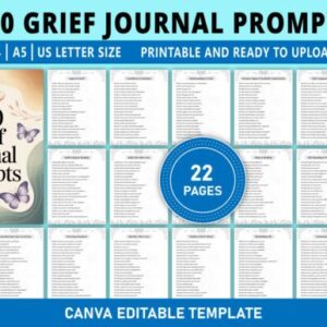 400 Grief Journal Prompts | Healing, Reflection & Emotional Recovery | Editable on Canva | Print-Ready | KDP Friendly